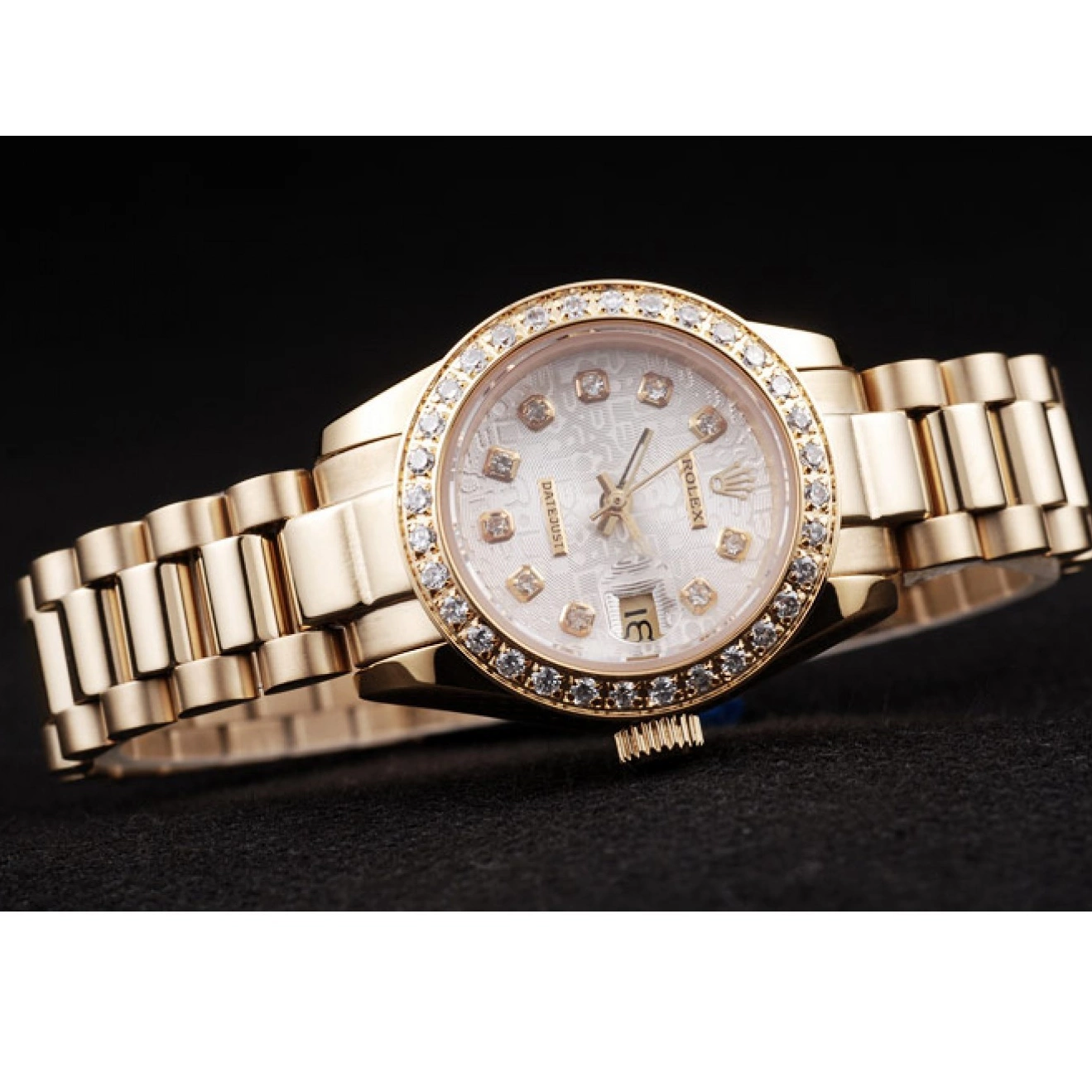 Aaa replica watch Gold Steel Datejust Yellow 98076 Plated Rolex Stainless Diamond 18k Plated 0817